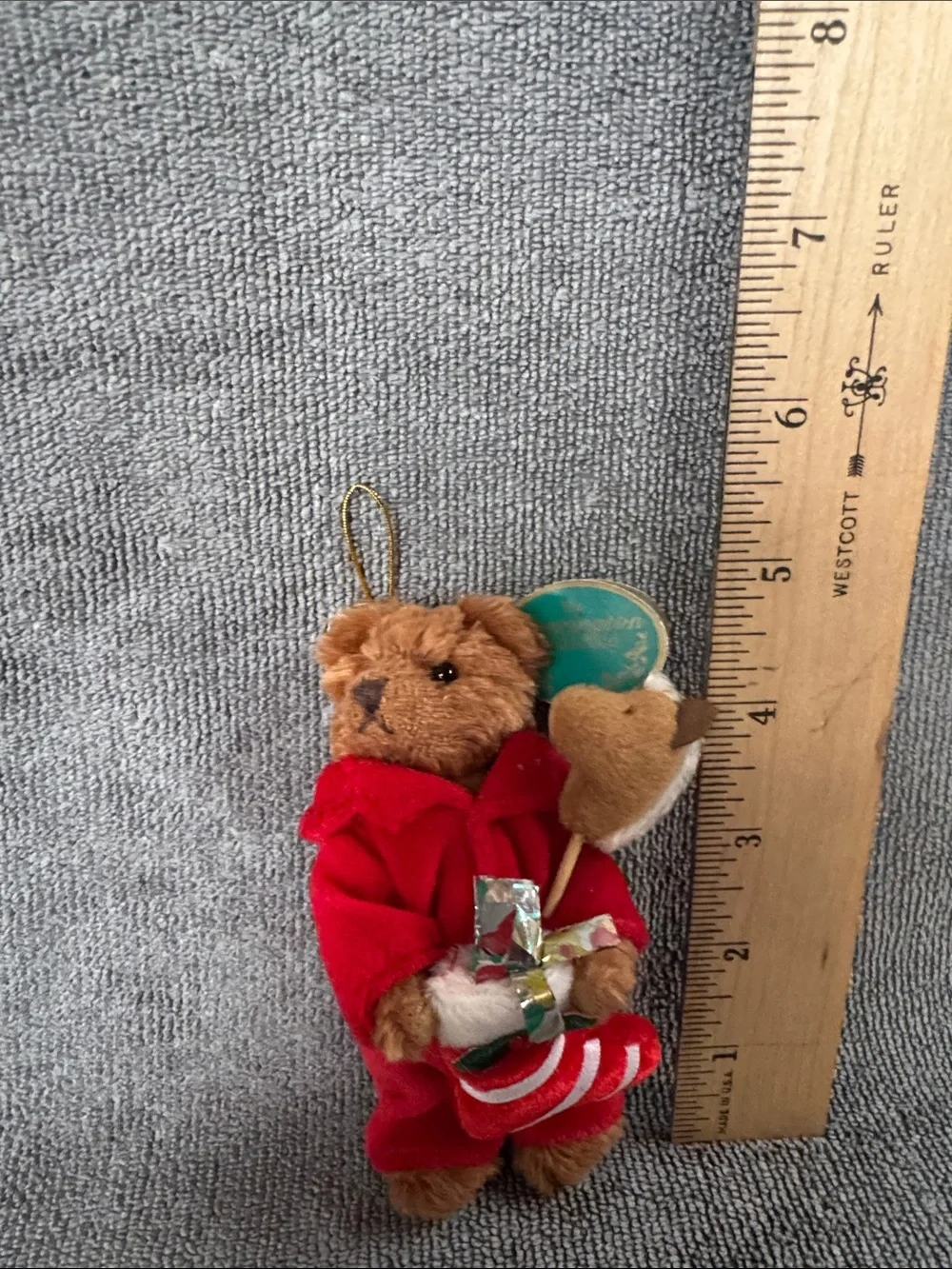 Vintage Bearington Collection Christmas Plush Bear Ornament NWT Red Velvet Suit